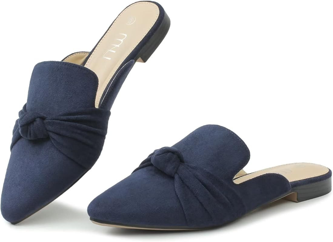 MUSSHOE Mules for Women Flats Comfortable Pointed Toe Slip on Women Mules Flats | Amazon (US)