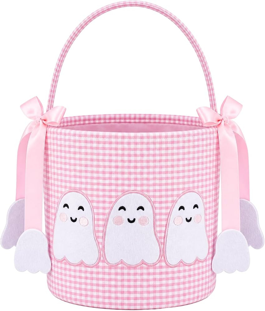 Junkin Pink Halloween Boo Basket Cute Trick or Treat Basket | Amazon (US)