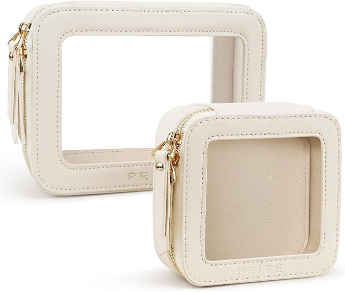 Prite Clear Makeup Bag Set for Women Portable Clear Makeup Bag Cute Waterproof Travel Cosmetic Ba... | Amazon (US)