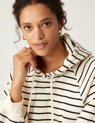 Pure Cotton Striped Longline Hoodie | M&S Collection | M&S | Marks & Spencer (UK)