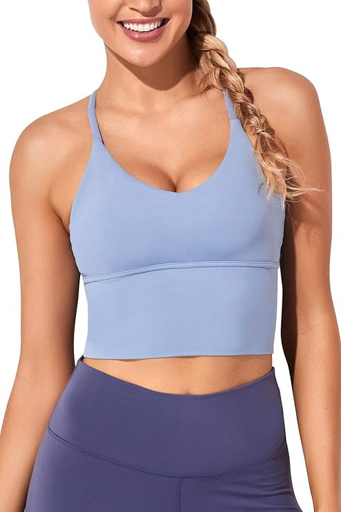 Women Sports Bras Longline Fitness Crop Tops Tank Gym Camisole Yoga Workout Running Shirts | Amazon (US)