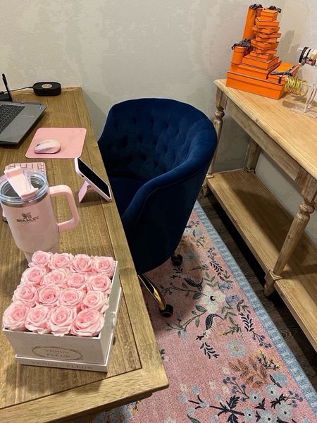 Home office! Blue velvet chair,
Pink boho girly Anthropologie rug, world market desk and console table



#LTKFindsUnder100 #LTKHome #LTKStyleTip