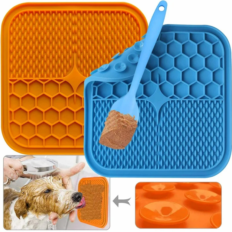 Siaomo Lick Mat for Dogs,2 PCS Slow Feeder Pad for Dog,Dog Bath Distraction Device,Dog Boredom an... | Walmart (US)