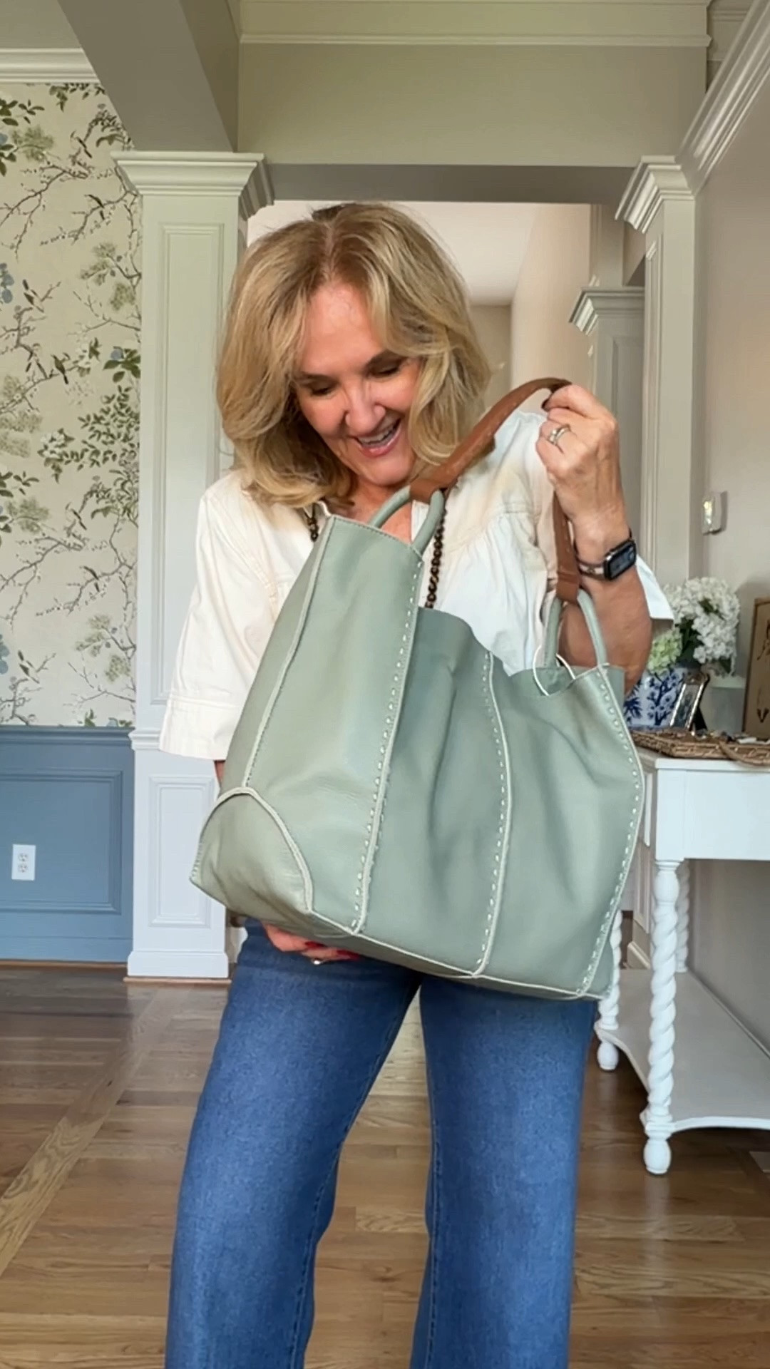 I love this new bag. Link is pictured in cream and available in several colors. 
Top size medium 
Jeans size 8

#LTKSaleAlert #LTKOver40 #LTKootd