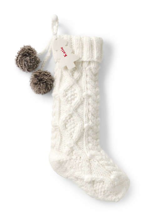 Cable Knit Pom Christmas Stocking | Lands' End (US)