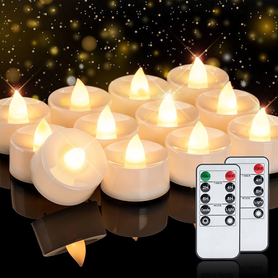Homemory 24pcs Flameless LED Tea Lights with Remote & Timer, 400+Hours Realistic Flickering Batte... | Amazon (US)