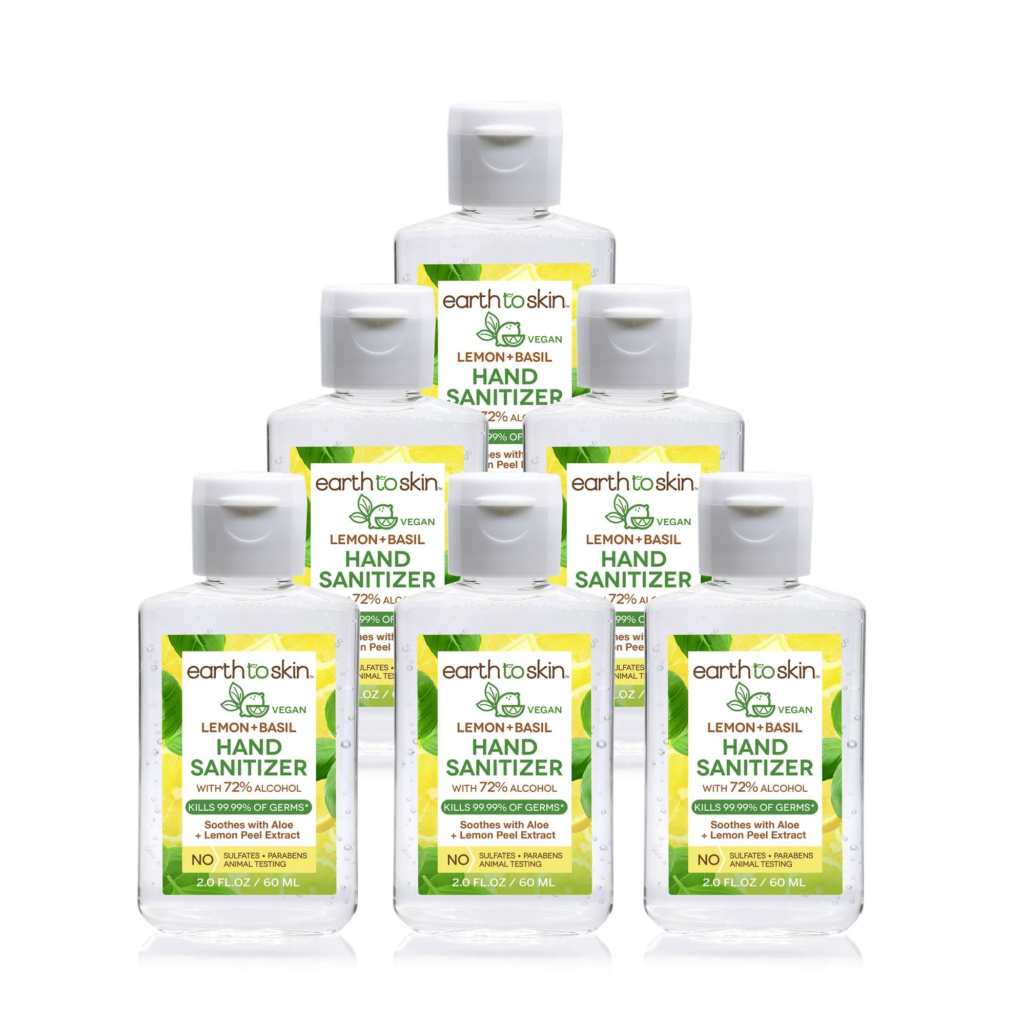 (6 Pack) Earth to Skin Hand Sanitizer Gel, 2 oz Lemon + Basil | Walmart (US)