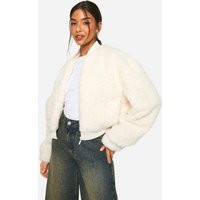 Womens Faux Fur Bomber Jacket - White - 8 | boohoo (US & Canada)