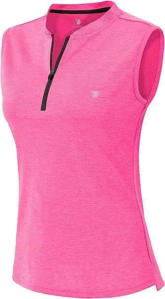 YSENTO Women's Dry Fit Tennis Golf Shirts Zip Up Sleeveless UPF 50+ Yoga Gym Workout Tops Shirts | Amazon (US)
