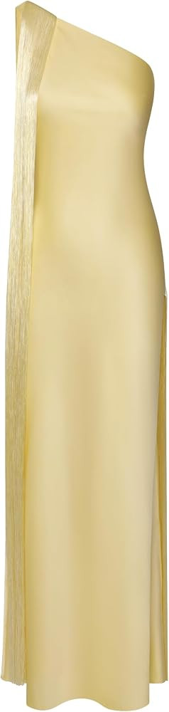 JW PEI Women's Fringe One Shoulder Maxi Dress | Amazon (US)