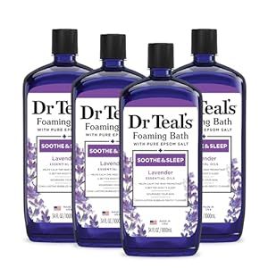 Dr Teal's Foaming Bath with Pure Epsom Salt, Soothe & Sleep with Lavender, 34 fl oz (Pack of 4) (... | Amazon (US)