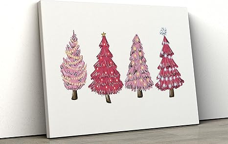 KEUSPI Farmhouse Pink Christmas Tree Wall Decor Canvas Wall Art Signs For Home Room,14x11Inch,Pin... | Amazon (US)