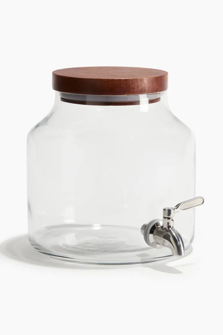 Glass Dispenser with Tap - Clear glass/brown - Home All | H&M US | H&M (US + CA)