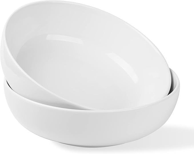 LAUCHUH 3.2 Quarts Porcelain Serving Bowl Set 11" Salad Bowl Set 2 Pack, Large Ceramic Bowl Set W... | Amazon (US)