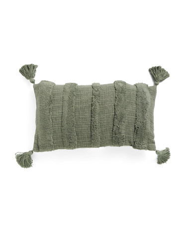 Made In Usa 14x24 Tufted Tassel Pillow | TJ Maxx