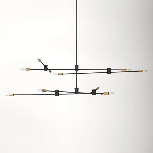 Jordy 12 - Light Sputnik Modern Linear Chandelier | Wayfair Professional