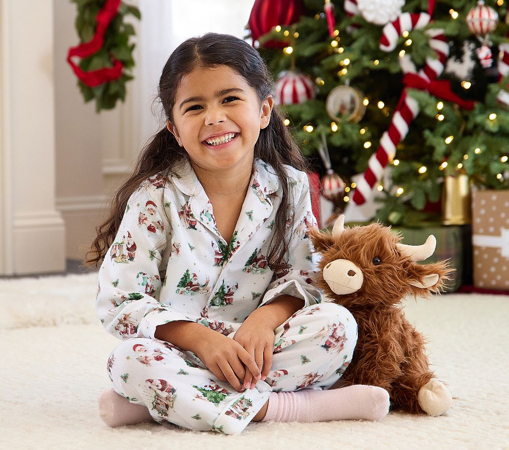 Holly Jolly Santa Flannel Kid Pajama Set | Pottery Barn Kids