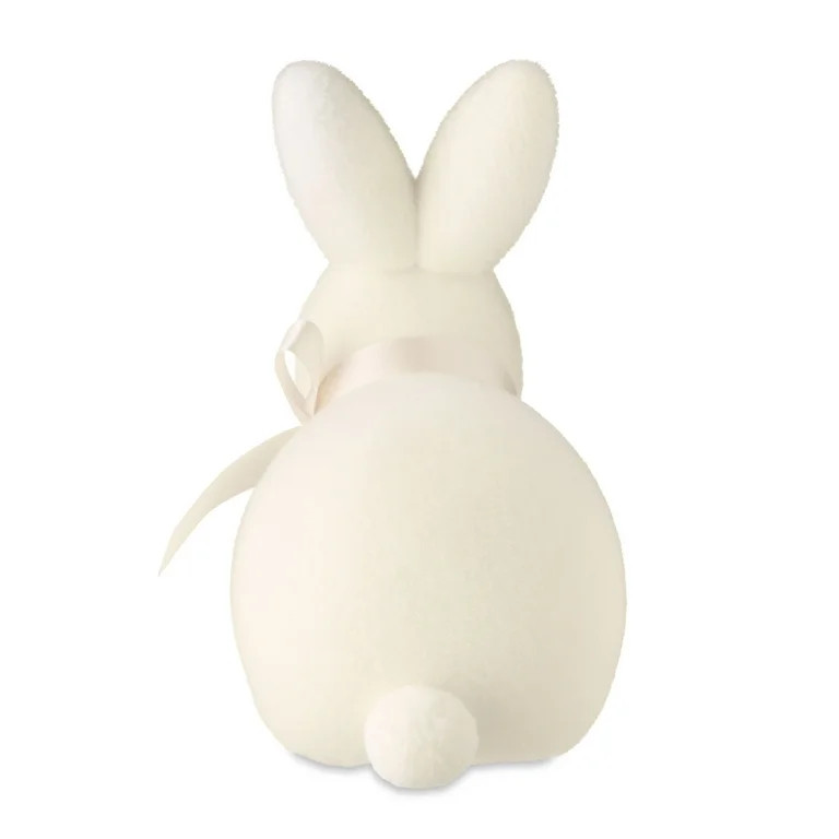 Easter Flocked Cream Bunny Decor, 9 in, by Way To Celebrate - Walmart.com | Walmart (US)