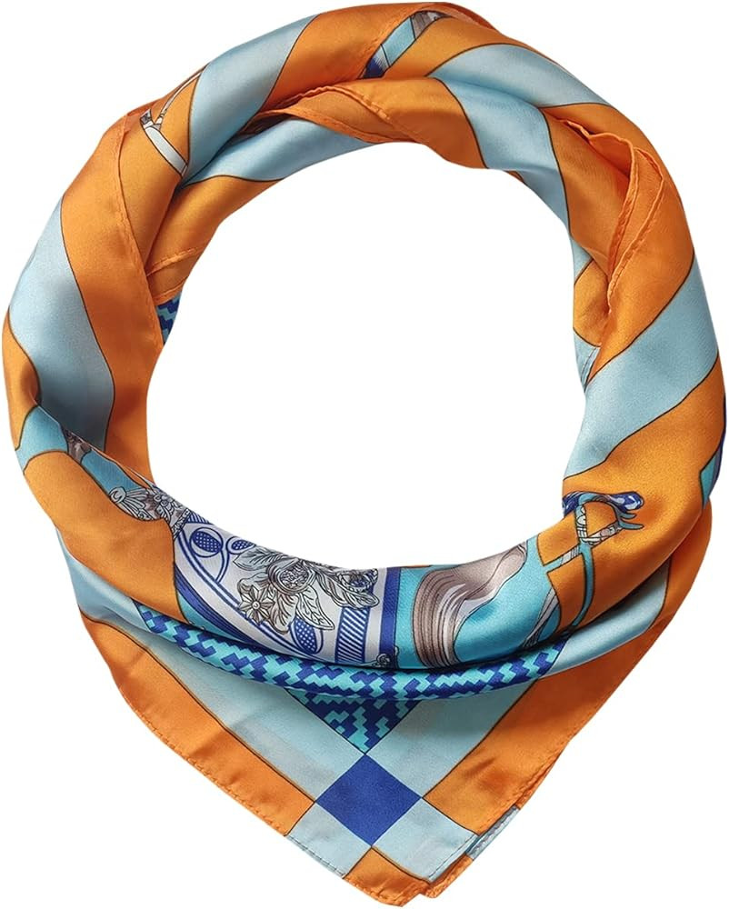tagunop Silk Feeling Scarf Fashion Pattern Large Square Satin Headscarf for Women 27 Inches | Amazon (US)