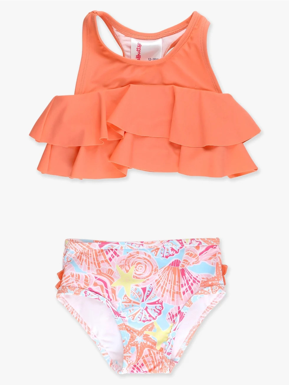 Girls Sunset Seashells Flounce Bikini 2-Piece Swimsuit with Signature Rear Ruffles | Shop.app
