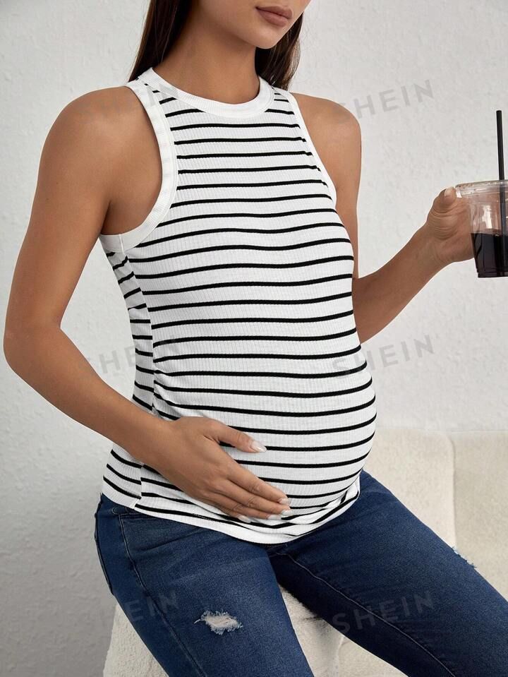 SHEIN Maternity Striped Print Tank Top | SHEIN