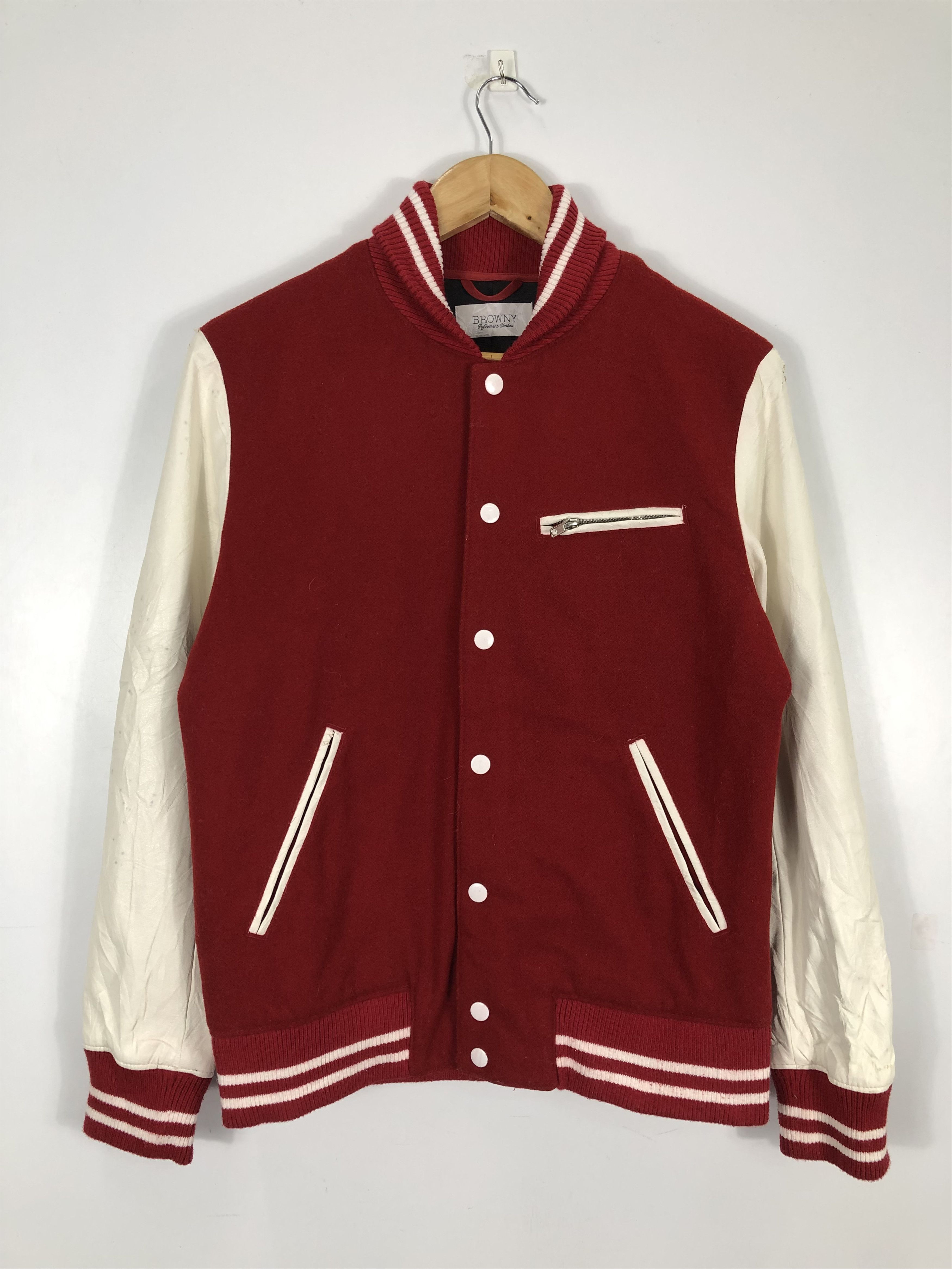 Vintage Vintage Browny Varsity Jacket Red Leather | Grailed | Grailed