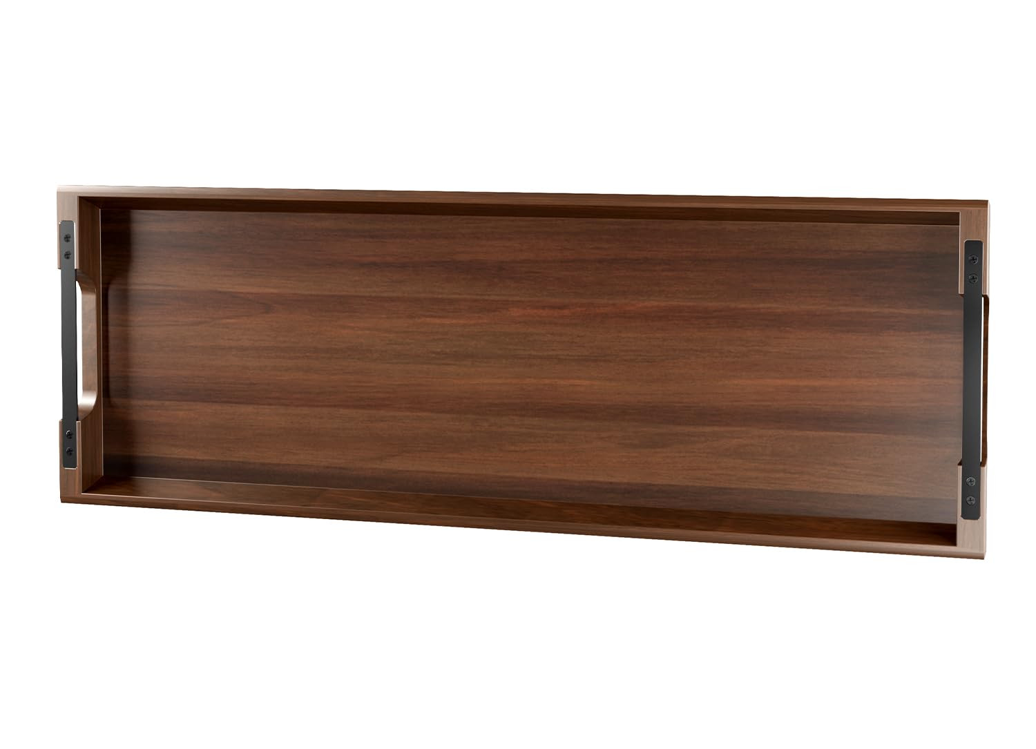 Large Acacia Wood Serving Tray with Metal Handles - 36" Long Charcuterie Board for Cheese, Meat &... | Amazon (US)