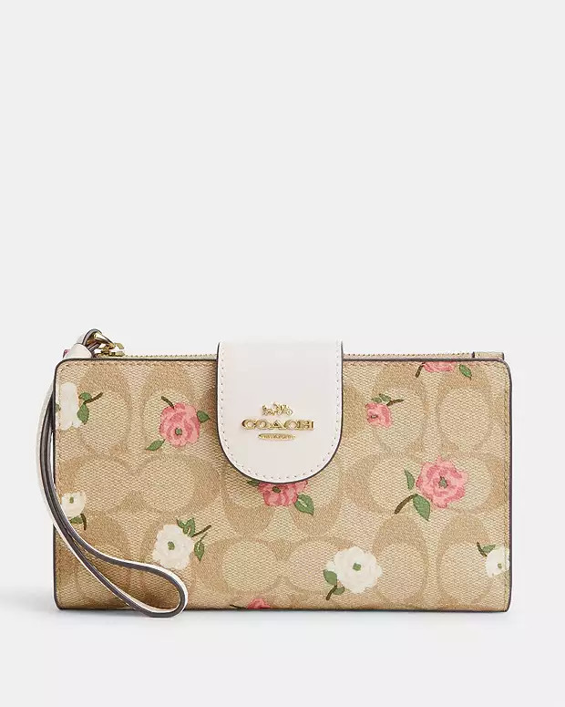 Phone Wallet In Signature Canvas With Floral Print | Coach Outlet US