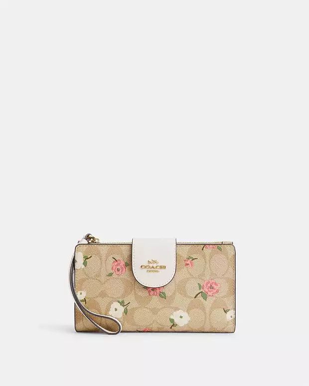 Phone Wallet In Signature Canvas With Floral Print | Coach Outlet