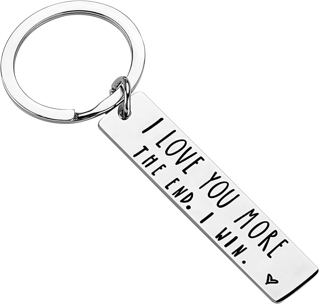 PLwelth Couple Keychain for Him Her I Love You More Girlfriend Wife Key Ring for Valentine's Day,... | Amazon (US)