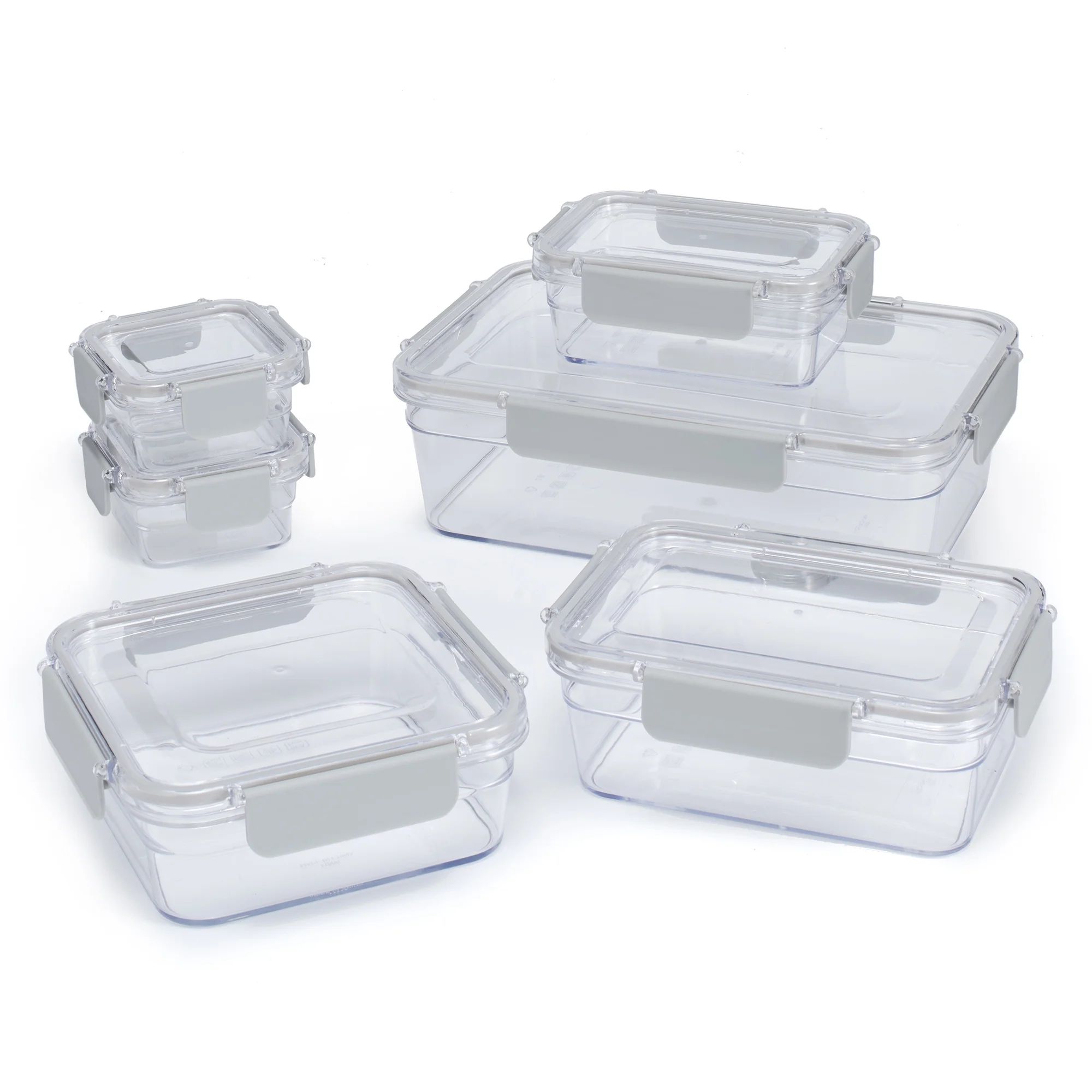 Mainstays 12 piece Tritan Container Set, Clear lid & Light Grey Lock - Walmart.com | Walmart (US)