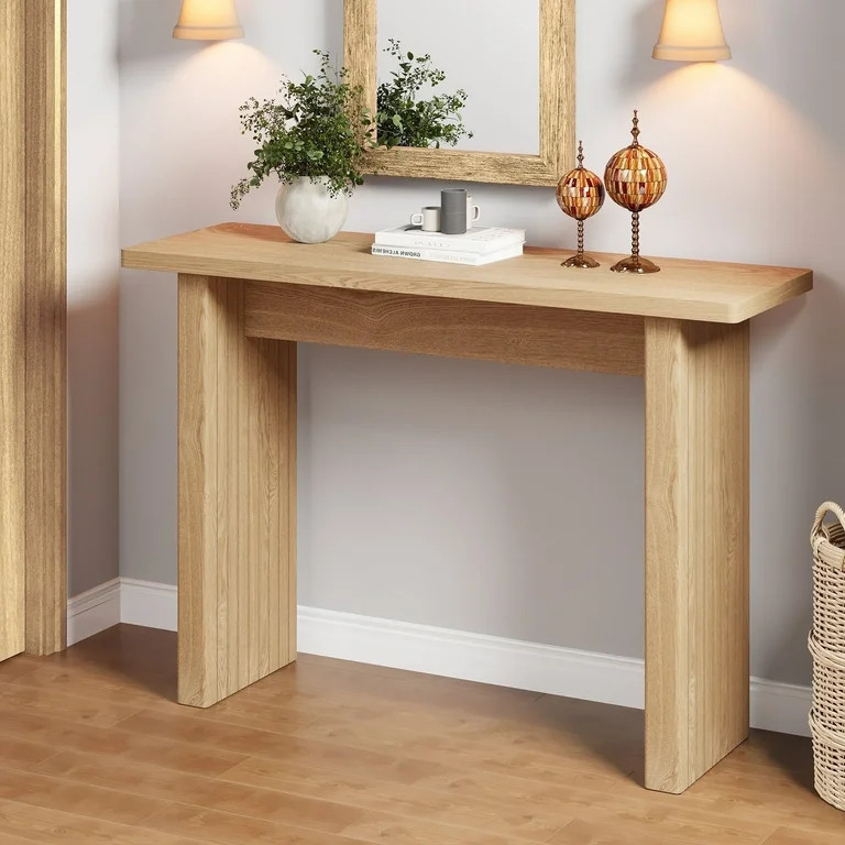 Wirrytor 43-Inch Square Natural  Oak Console Table for Entryway, Farmhouse Wooden Sofa Table Behi... | Walmart (US)