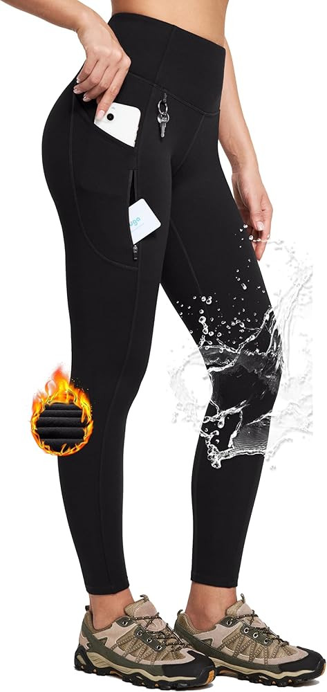 IUGA Leggings con forro polar para mujer, resistentes al agua, térmicas, pantalones de senderism... | Amazon (US)