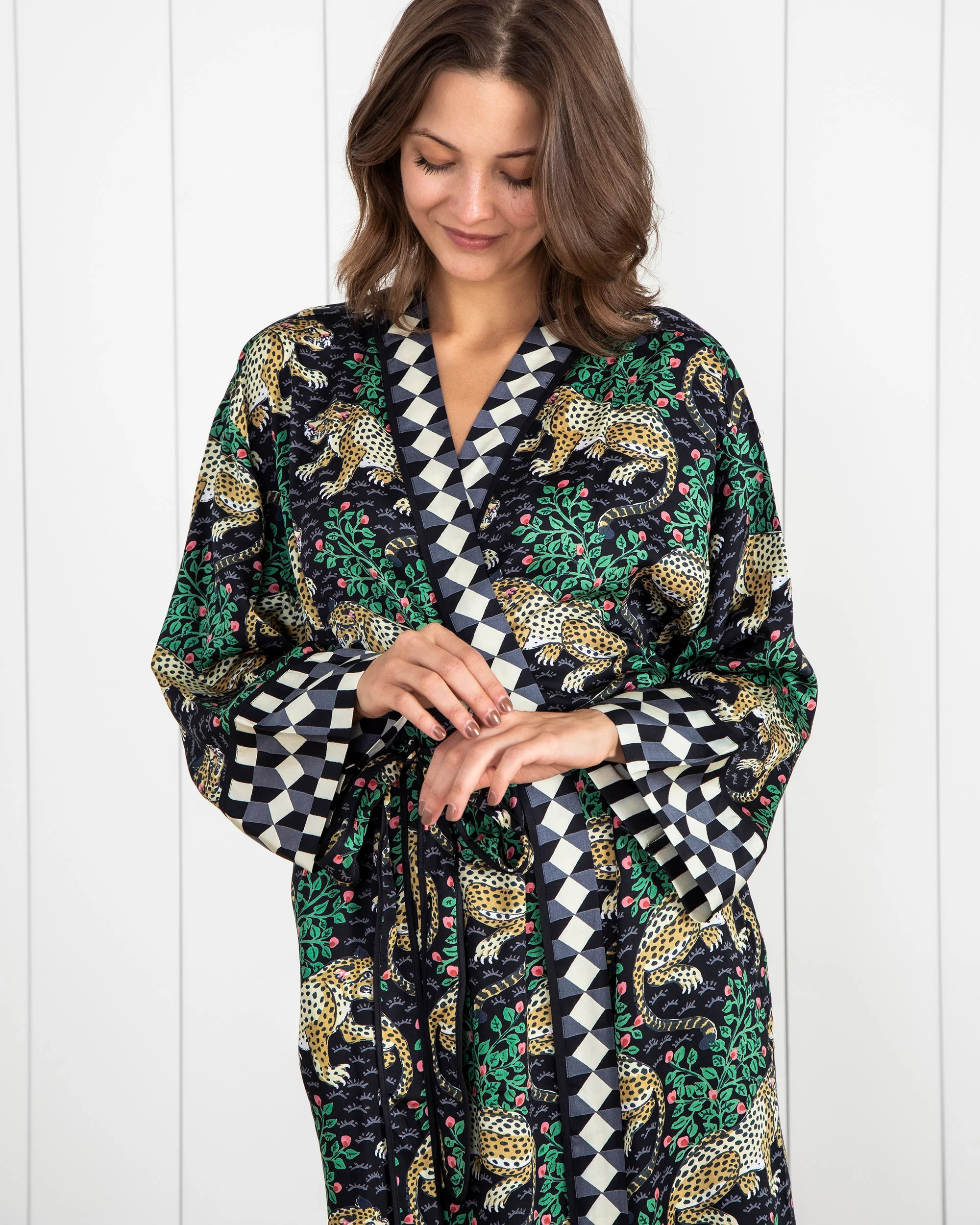 Bagheera - Women's Satin Robe - Ink | Printfresh
