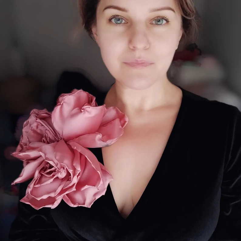 Dusty Pink Large Flower, Big Rose Flower, Big Rose, Large Flower Brooch, Dusty Rose, Flower Acces... | Etsy (US)