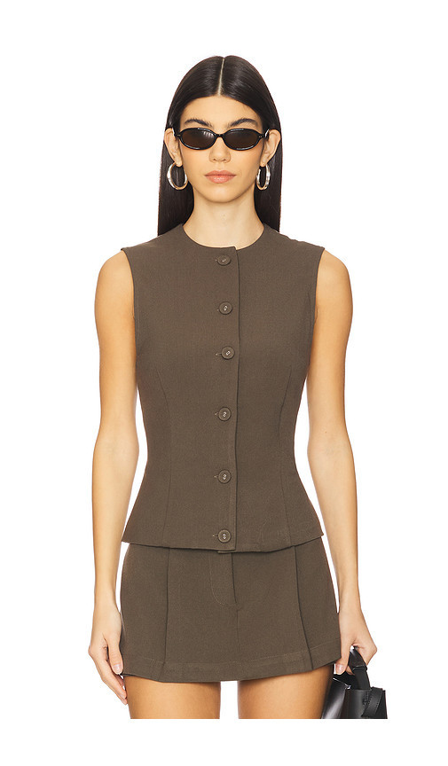 WeWoreWhat Button Down Vest in Brown. Size M. Also in S, XS. | Revolve Clothing (Global)