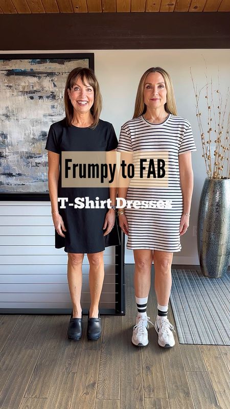 We’re taking our versatile T-shirt dresses from Frumpy To Fab!!🤩 A cute T-shirt dress is the perfect blank slate to style! Just add jewelry, a cute sneaker or sandal, possibly something to accentuate your waist, and you’re off to any daytime activity or even a night out! It’s the best item to take on vacation to create so many looks with minimal room in your suitcase!👕👏🏼

We love the fit and style of my @shop_pareto black T-shirt dress, and Julie’s cute striped T-shirt dress is from @splendid ! Use code JK20 for 20% off while shopping Splendid!
HOW TO SHOP: 🛍️🛍️
-Comment “links” for outfit links sent to your inbox!
Click the link in our bio to shop from -our website or on the @shop.ltk app!
-Links will be in our stories!
Pareto, Splendid, T-shirt dress, striped dress, casual dress, black dress, H&M sandals, Sezane, Nisolo, clog sandals, Austin and Fowler, spring outfits 


#LTKtravel #LTKfindsunder100 #LTKstyletip