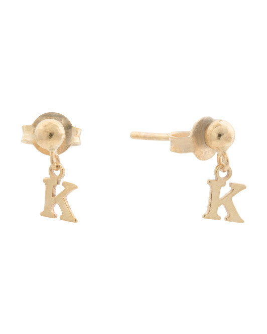 Made In Italy 14k Gold Initial Dangle Stud Earrings | TJ Maxx