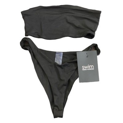 Naked Wardrobe Swim Bandeau Bikini Set in Black Size Small Deep V Bottoms  | eBay | eBay US