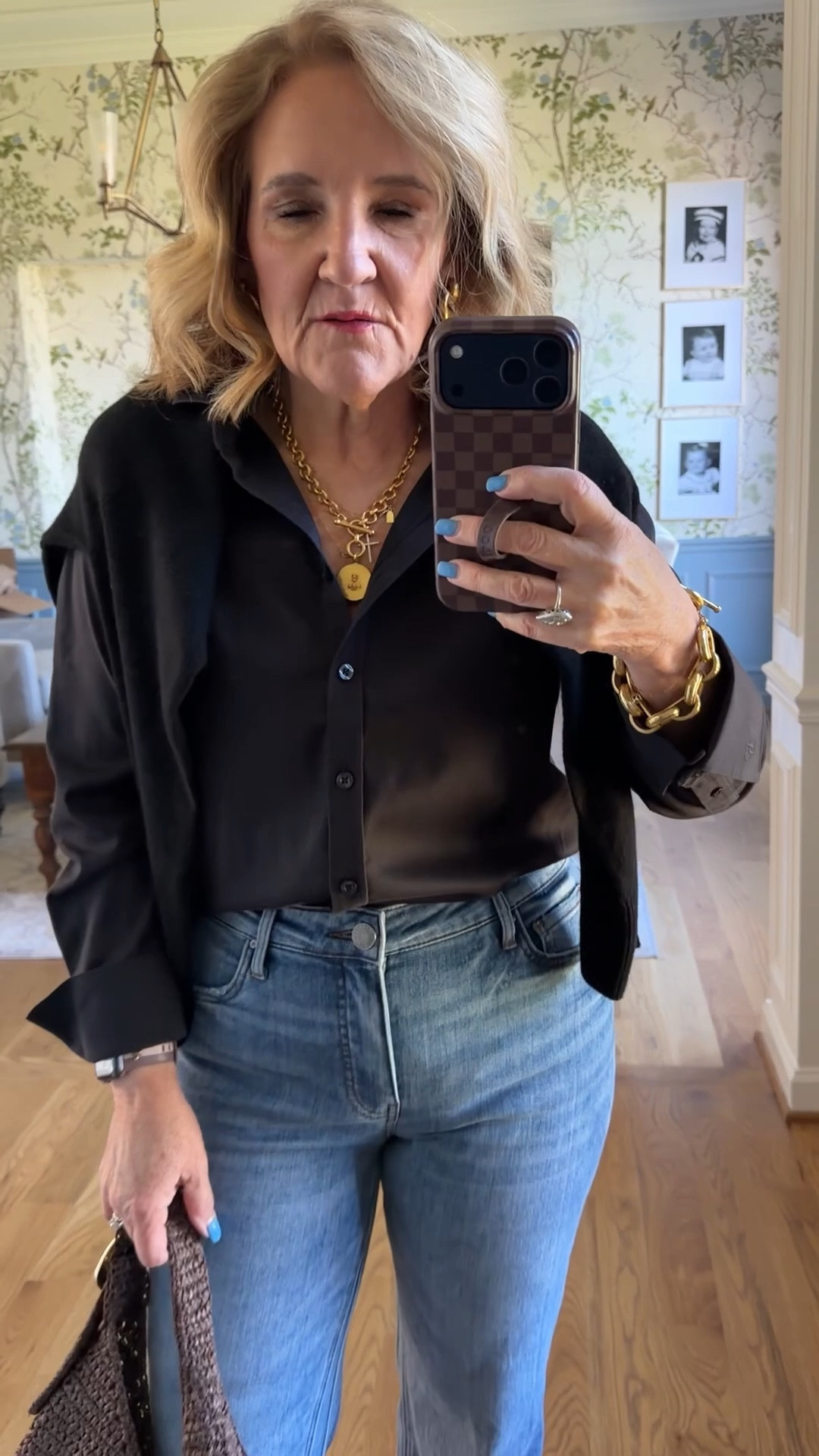 Chicos no iron blouse size 1.0 buy more save more promotion 
Cashmere sweater medium 
Kut from the Kloth jeans I’m wearing a 6
Espadrilles are very comfy and you’ll wear often 

#LTKOver40 #LTKPetite #LTKSaleAlert