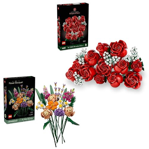 Bundle of LEGO Botanicals Flower Bouquet + Bouquet of Roses Building Sets - Gift Ideas for Men & Women for Valentine's Day - Artificial Flowers for Home Decor & Display - 10280 + 10328 | Amazon (US)