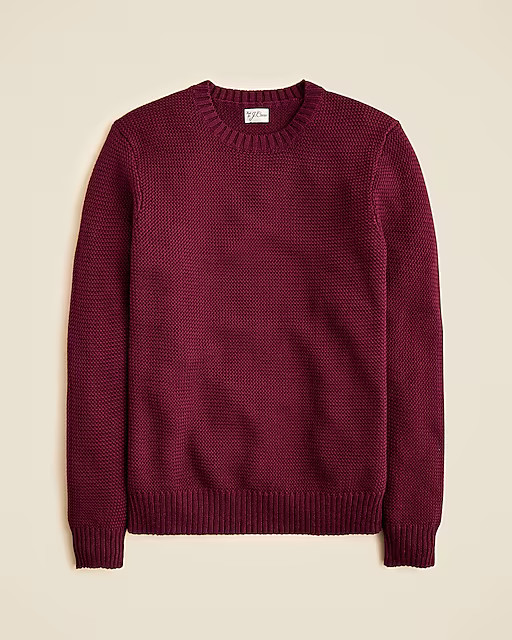 Basket-stitch cotton crewneck sweater | J. Crew US