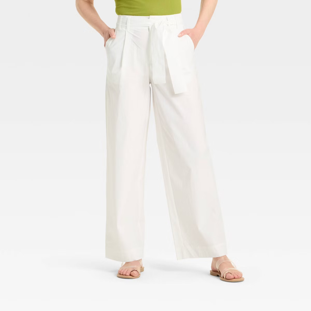 Women's High-Rise Wide Leg Poplin Trousers - A New Day™ | Target