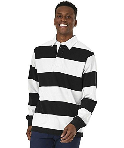 Charles River Apparel Men's Classic Rugby Shirt, Black/White, XX-Small | Amazon (US)