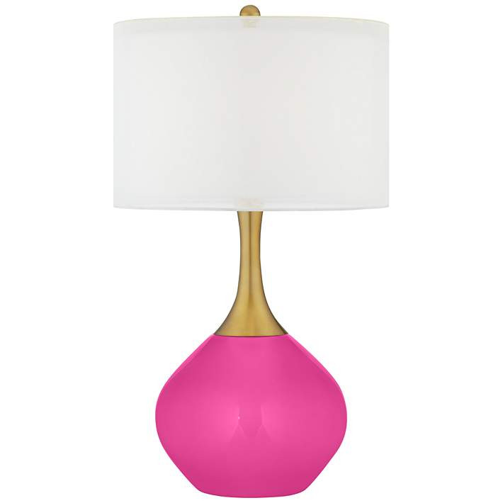 Color Plus Nickki Brass 30 1/2" Modern Glass Fuchsia Pink Table Lamp - #99V47 | Lamps Plus | Lamps Plus