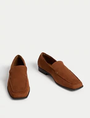 Wide Fit Leather Flat Loafers | M&S Collection | M&S | Marks & Spencer IE