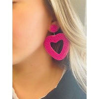 Beaded Heart Earrings, Pink Drop Earrings For Mother's Day, Gift Mom, Her | Etsy (US)