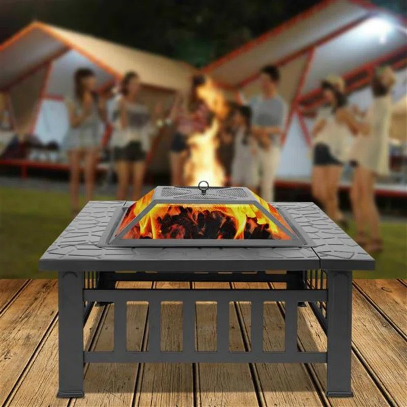 Kloss Square Steel Fire Pit with Lid | Wayfair North America
