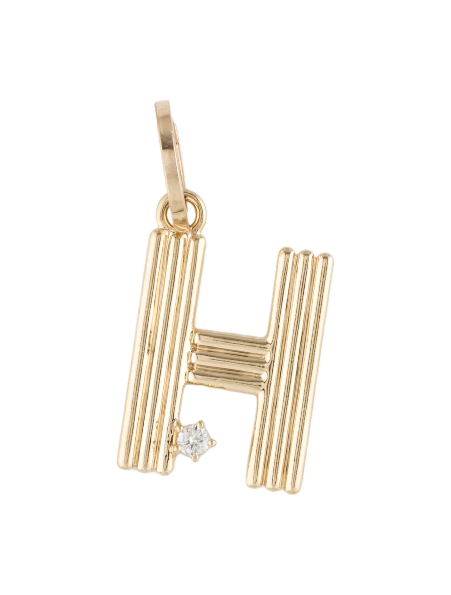 14K Diamond Groovy Initial "H" Charm Pendant | The RealReal