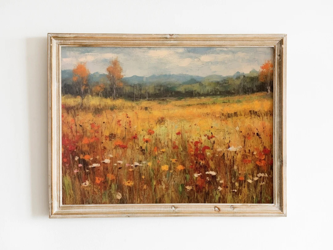 Autumn Wildflowers Print  Farmhouse Decor  Fall Wall Art  - Etsy | Etsy (US)